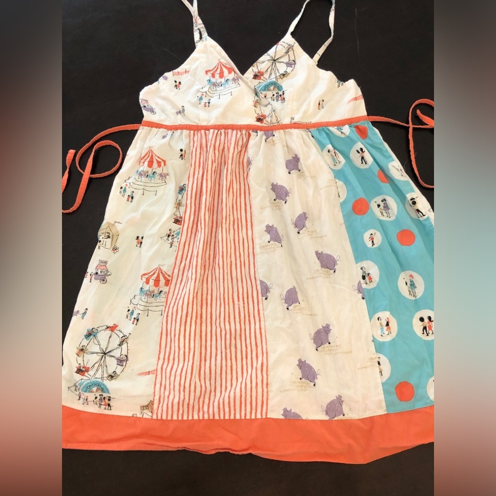 Munki Munki Day at the circus girls dress. Spring whimsical. Adj straps M 10-12